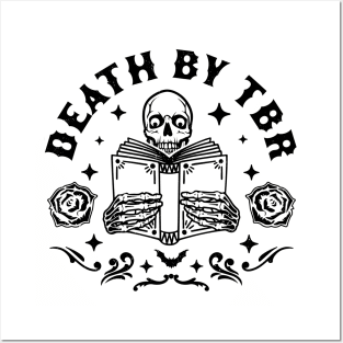 Death By T.B.R To Be Read Skeleton Reading Book Halloween Posters and Art